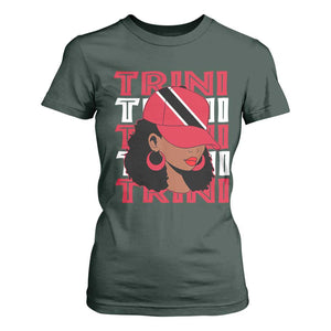 Proud Trini Afro Black Woman T Shirt For Women Trinidad and Tobago Flag Pride TS10 Dark Forest Green Print Your Wear