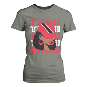 Proud Trini Afro Black Woman T Shirt For Women Trinidad and Tobago Flag Pride TS10 Military Green Print Your Wear