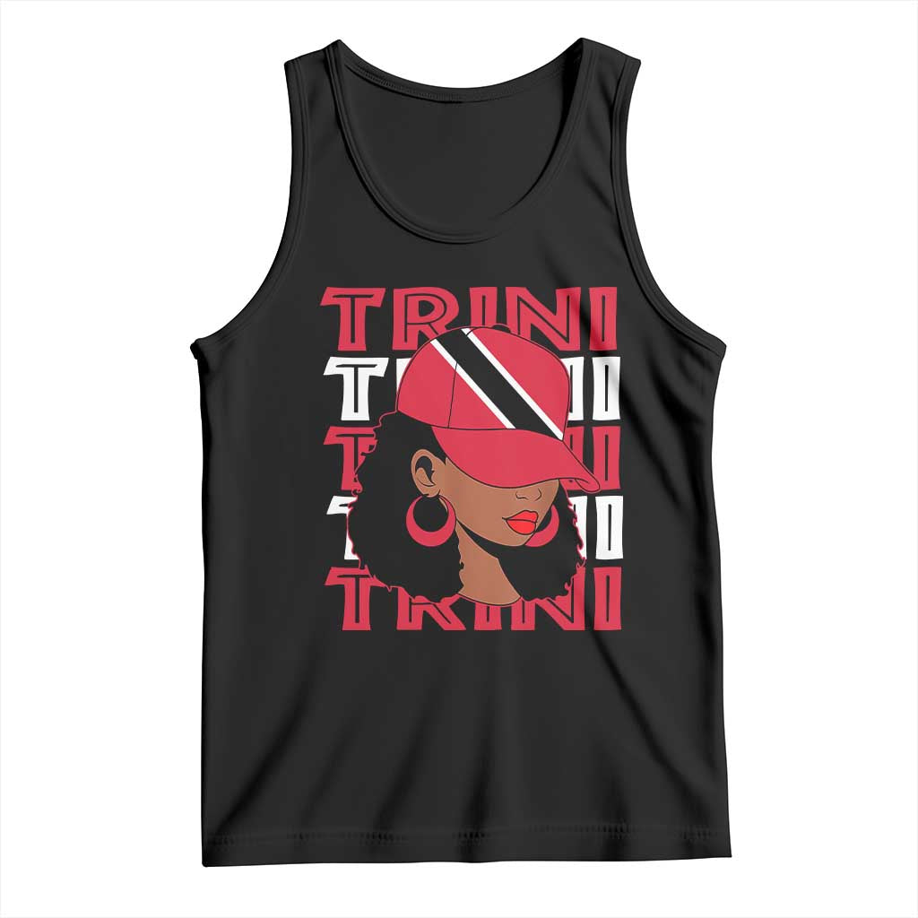 Proud Trini Afro Black Woman Tank Top Trinidad and Tobago Flag Pride TS10 Black Print Your Wear