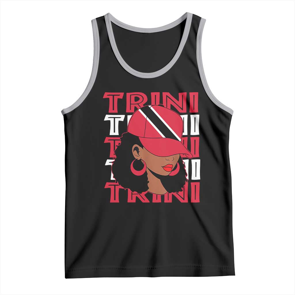 Proud Trini Afro Black Woman Tank Top Trinidad and Tobago Flag Pride TS10 Black Athletic Heather Print Your Wear