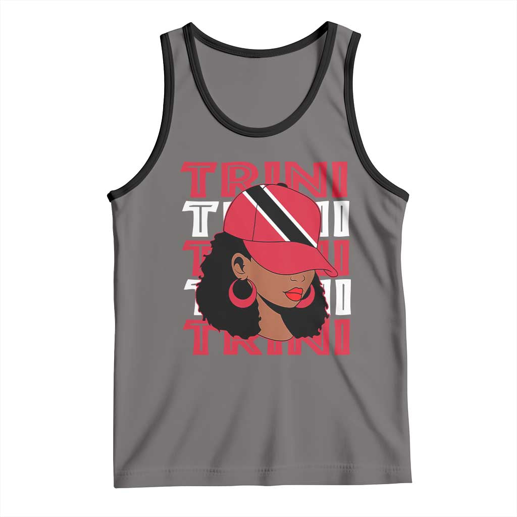 Proud Trini Afro Black Woman Tank Top Trinidad and Tobago Flag Pride TS10 Deep Heather Black Print Your Wear