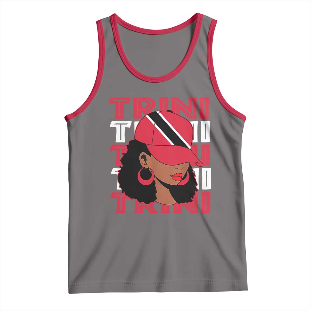 Proud Trini Afro Black Woman Tank Top Trinidad and Tobago Flag Pride TS10 Deep Heather Red Print Your Wear