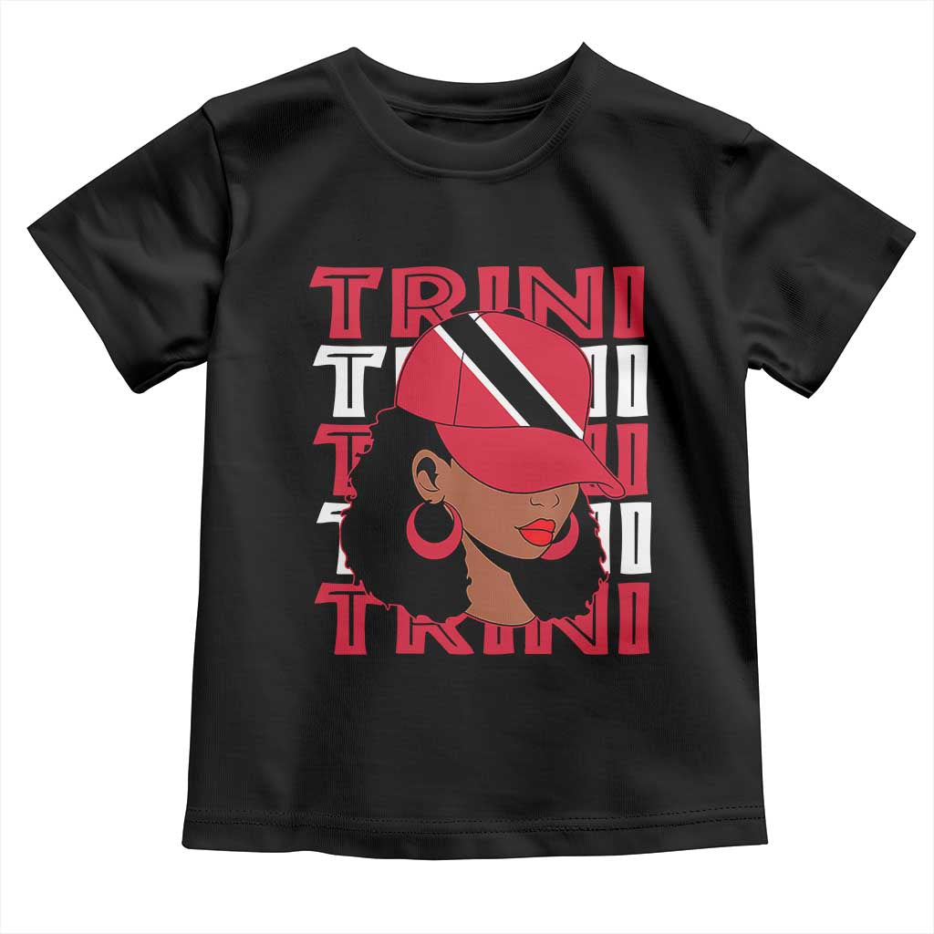 Proud Trini Afro Black Woman Toddler T Shirt Trinidad and Tobago Flag Pride TS10 Black Print Your Wear