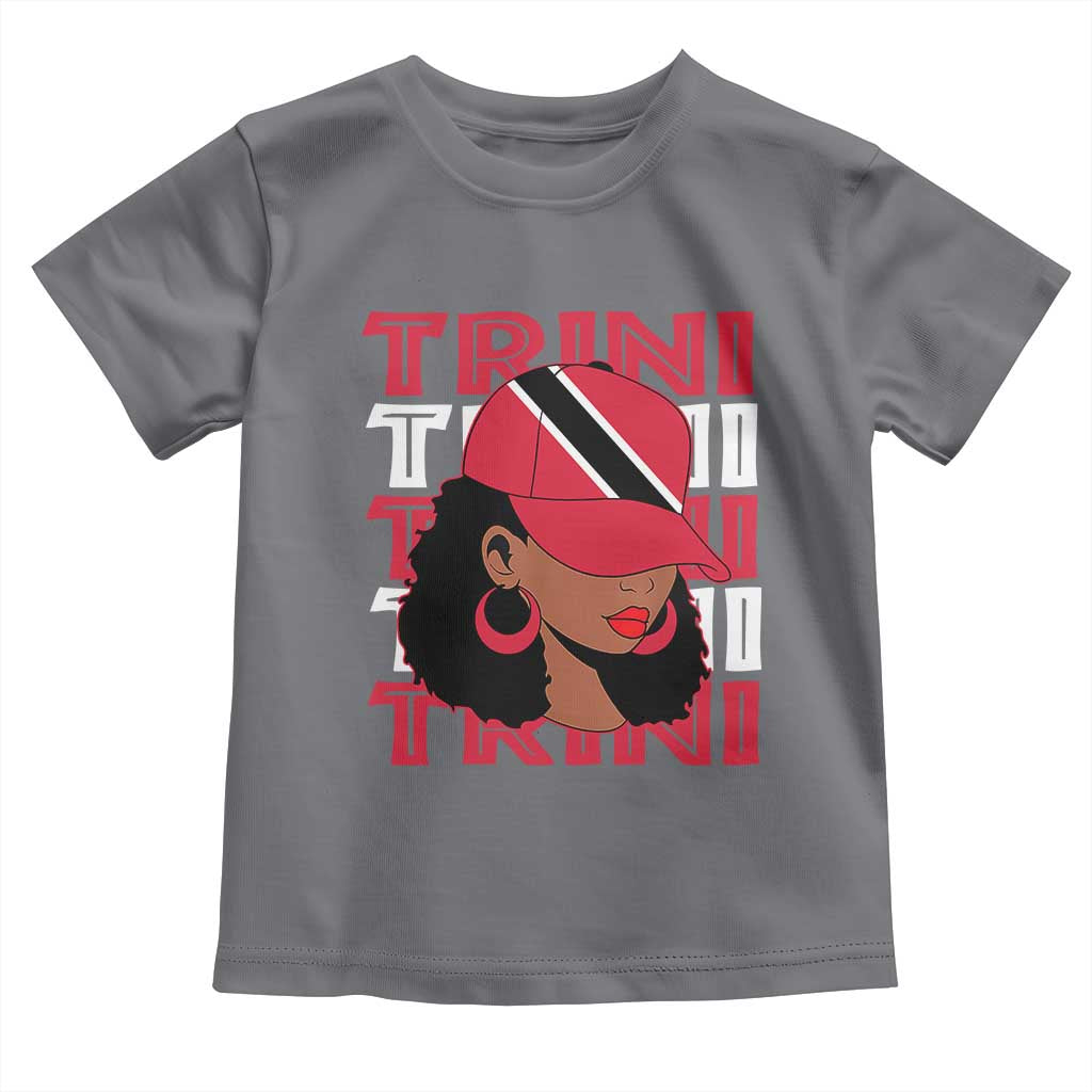 Proud Trini Afro Black Woman Toddler T Shirt Trinidad and Tobago Flag Pride TS10 Charcoal Print Your Wear