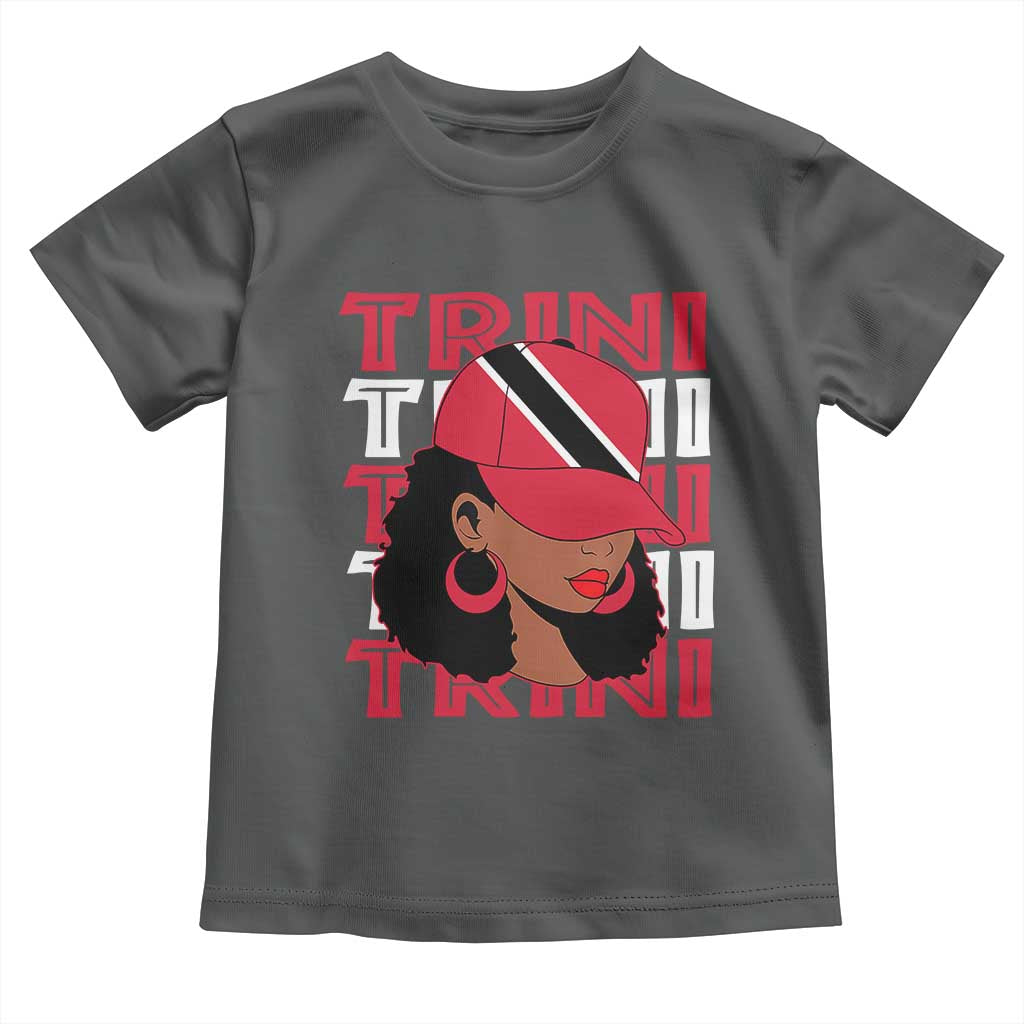 Proud Trini Afro Black Woman Toddler T Shirt Trinidad and Tobago Flag Pride TS10 Dark Heather Print Your Wear