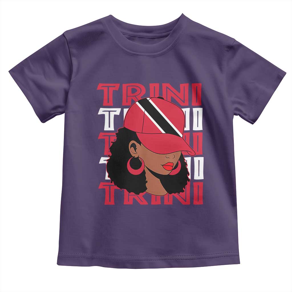 Proud Trini Afro Black Woman Toddler T Shirt Trinidad and Tobago Flag Pride TS10 Purple Print Your Wear