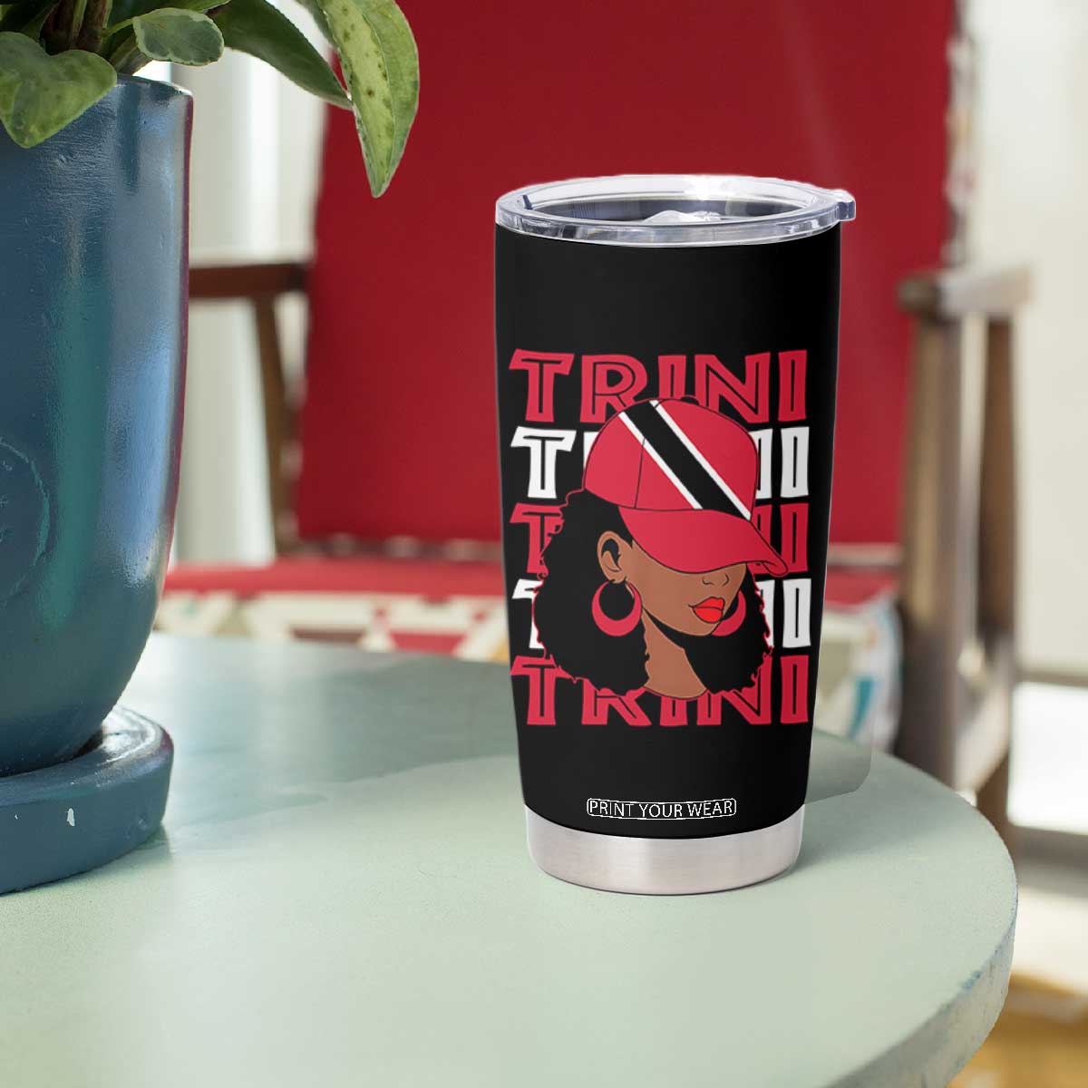 Proud Trini Afro Black Woman Tumbler Cup Trinidad and Tobago Flag Pride TS10 Print Your Wear