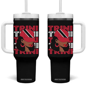 Proud Trini Afro Black Woman Tumbler With Handle Trinidad and Tobago Flag Pride TS10 One Size: 40 oz Black Print Your Wear