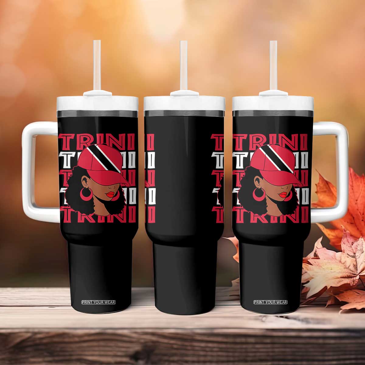 Proud Trini Afro Black Woman Tumbler With Handle Trinidad and Tobago Flag Pride TS10 Print Your Wear