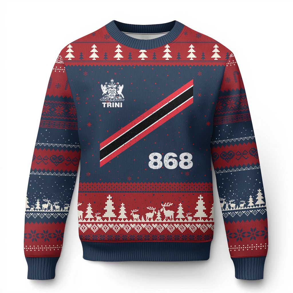 Trinidad and Tobago Flag Ugly Christmas Sweater 868 Trini Soccer Fan TS10 Navy Red Print Your Wear