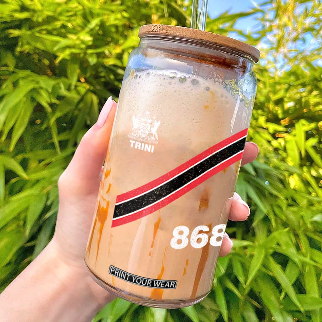 Trinidad and Tobago Flag Glass Can 868 Trini Soccer Fan TS10 Black Print Your Wear