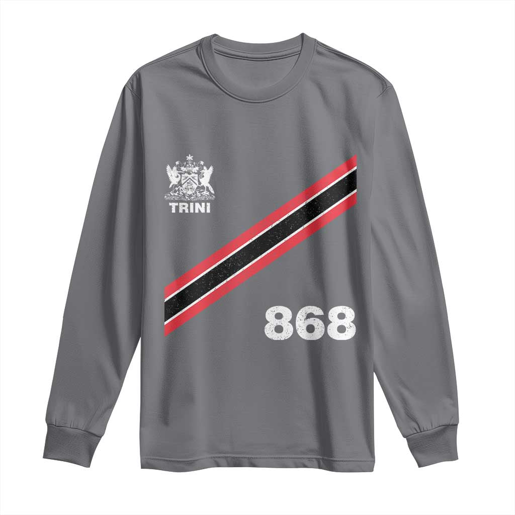 Trinidad and Tobago Flag Long Sleeve Shirt 868 Trini Soccer Fan TS10 Charcoal Print Your Wear
