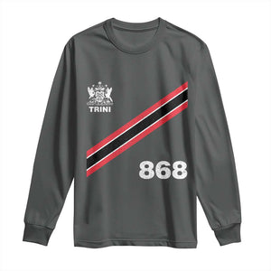 Trinidad and Tobago Flag Long Sleeve Shirt 868 Trini Soccer Fan TS10 Dark Heather Print Your Wear