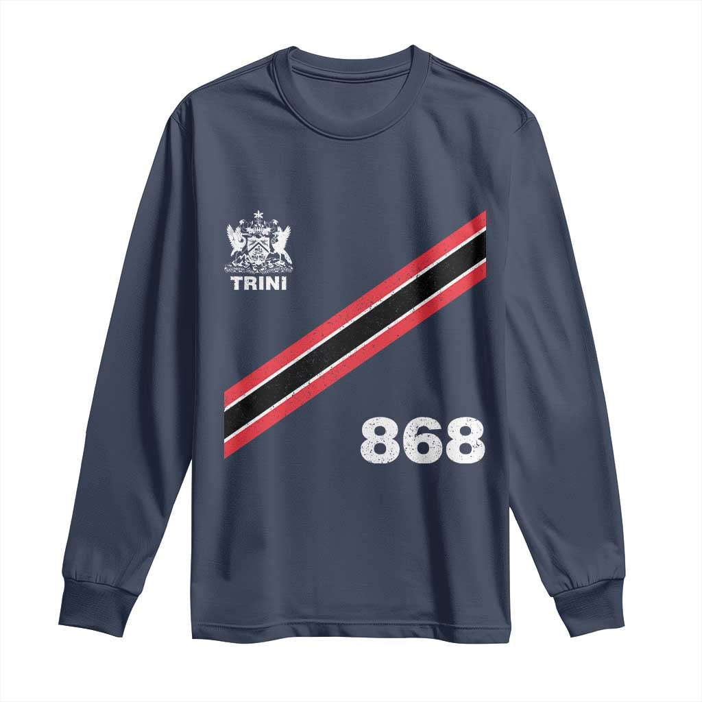 Trinidad and Tobago Flag Long Sleeve Shirt 868 Trini Soccer Fan TS10 Navy Print Your Wear