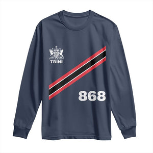 Trinidad and Tobago Flag Long Sleeve Shirt 868 Trini Soccer Fan TS10 Navy Print Your Wear