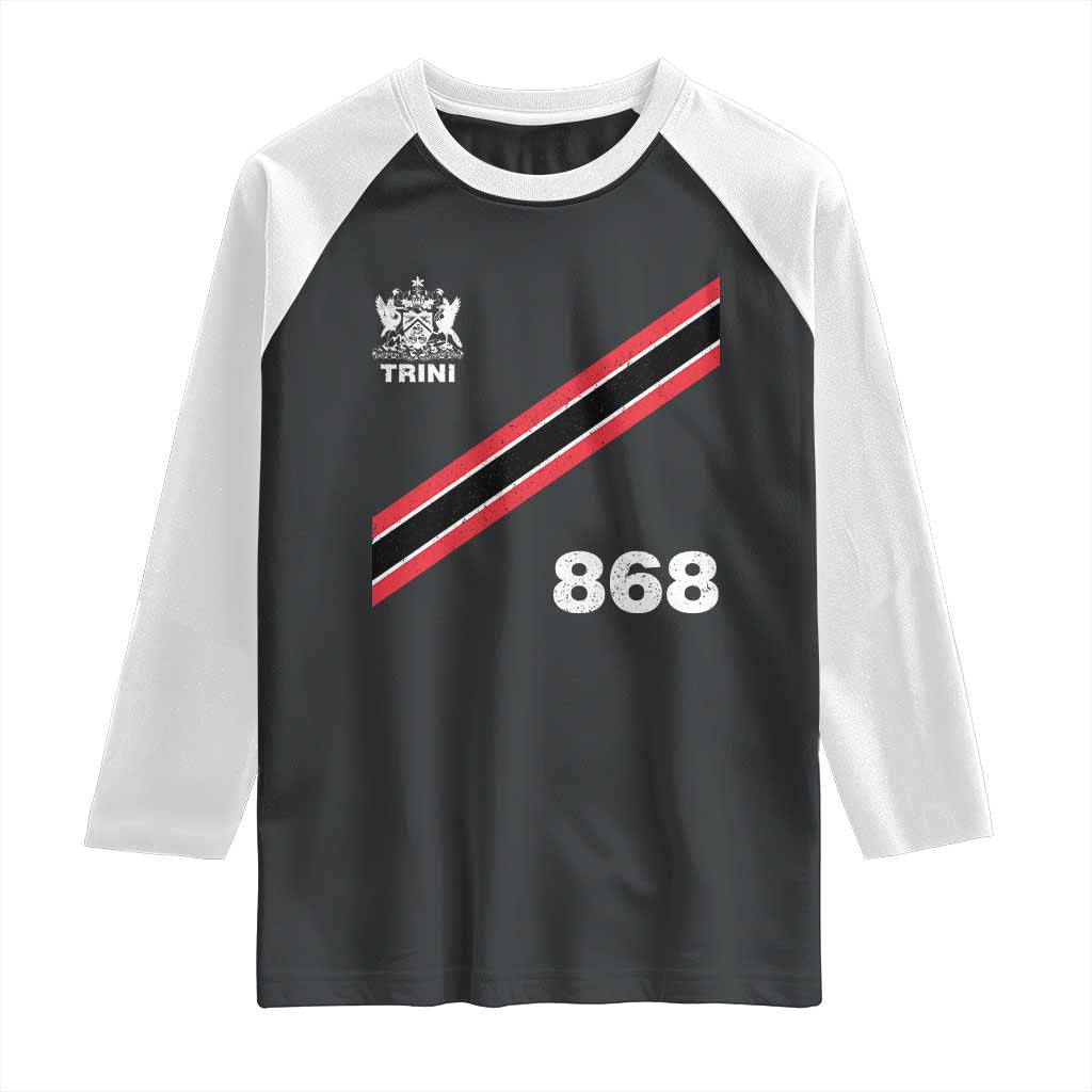 Trinidad and Tobago Flag Raglan Shirt 868 Trini Soccer Fan TS10 Black White Print Your Wear