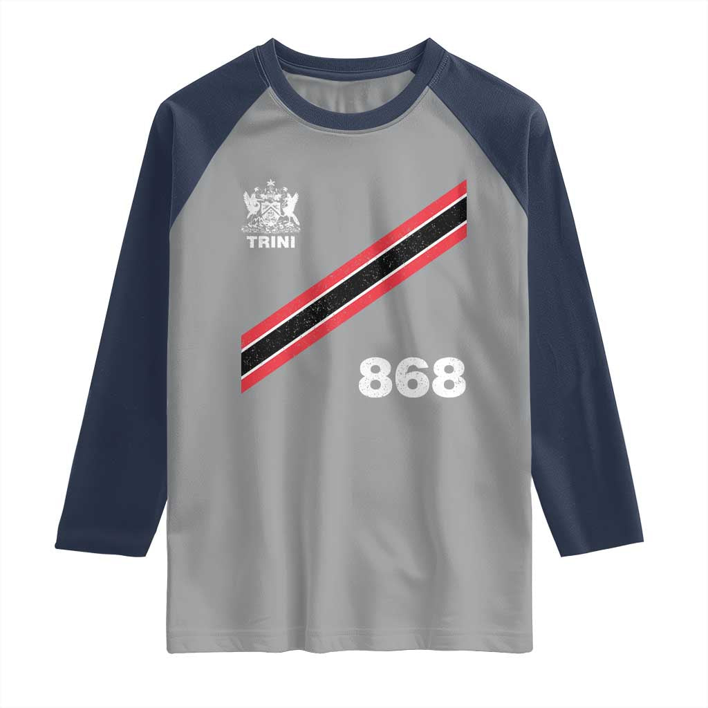 Trinidad and Tobago Flag Raglan Shirt 868 Trini Soccer Fan TS10 Sport Gray Navy Print Your Wear