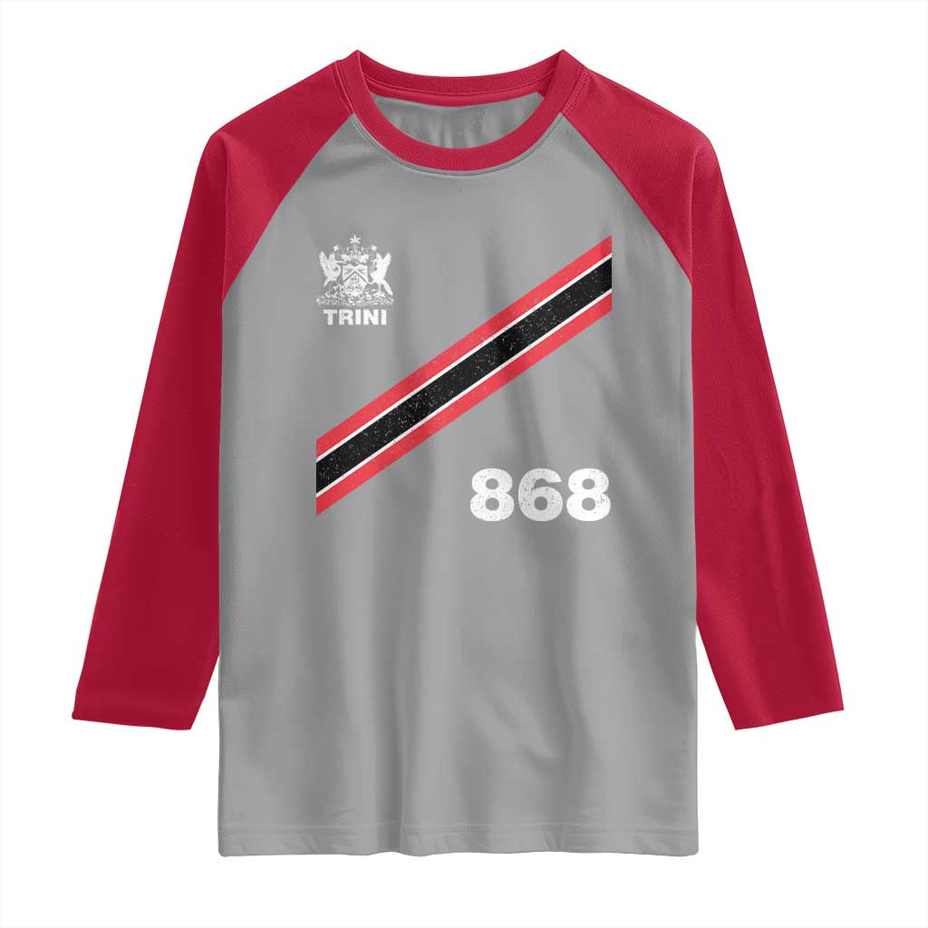 Trinidad and Tobago Flag Raglan Shirt 868 Trini Soccer Fan TS10 Sport Gray Red Print Your Wear