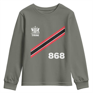 Trinidad and Tobago Flag Youth Sweatshirt 868 Trini Soccer Fan TS10 Military Green Print Your Wear