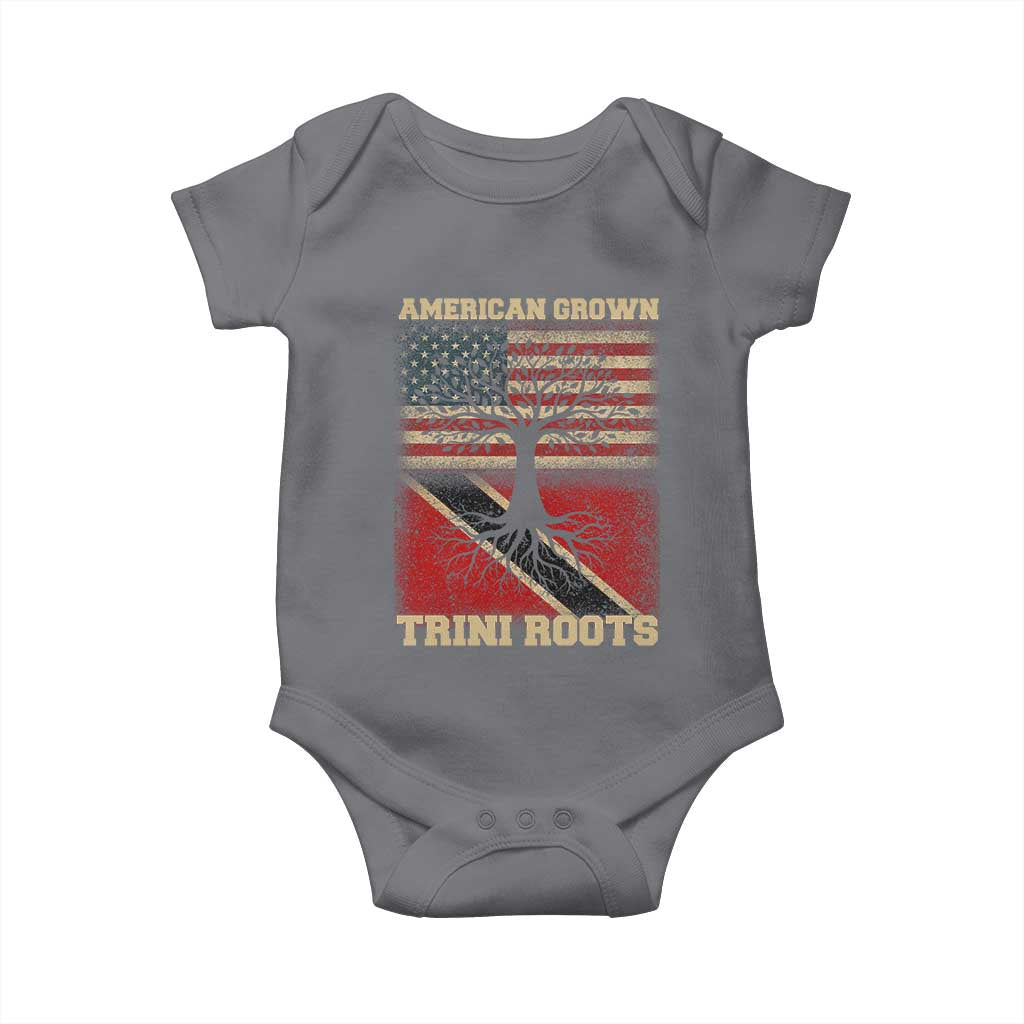 American Grown Trini Roots Baby Onesie Trinidad and Tobago USA Flag Trinidadian Proud Us TS10 Charcoal Print Your Wear