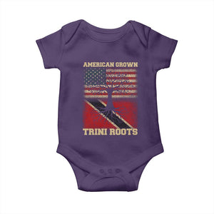 American Grown Trini Roots Baby Onesie Trinidad and Tobago USA Flag Trinidadian Proud Us TS10 Purple Print Your Wear