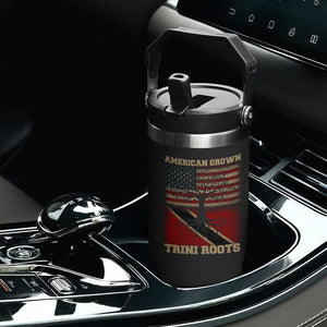 American Grown Trini Roots Flip Straw Tumbler Trinidad and Tobago USA Flag Trinidadian Proud Us TS10 Print Your Wear