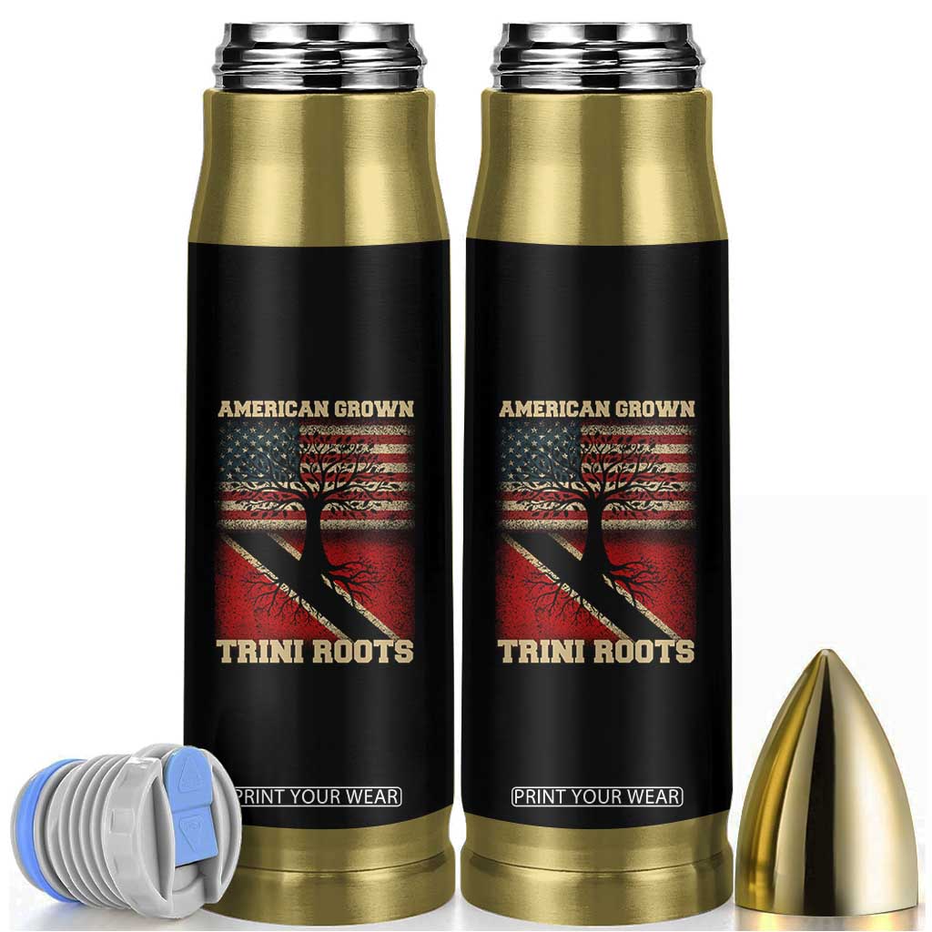American Grown Trini Roots Bullet Tumbler Trinidad and Tobago USA Flag Trinidadian Proud Us TS10 Black Print Your Wear
