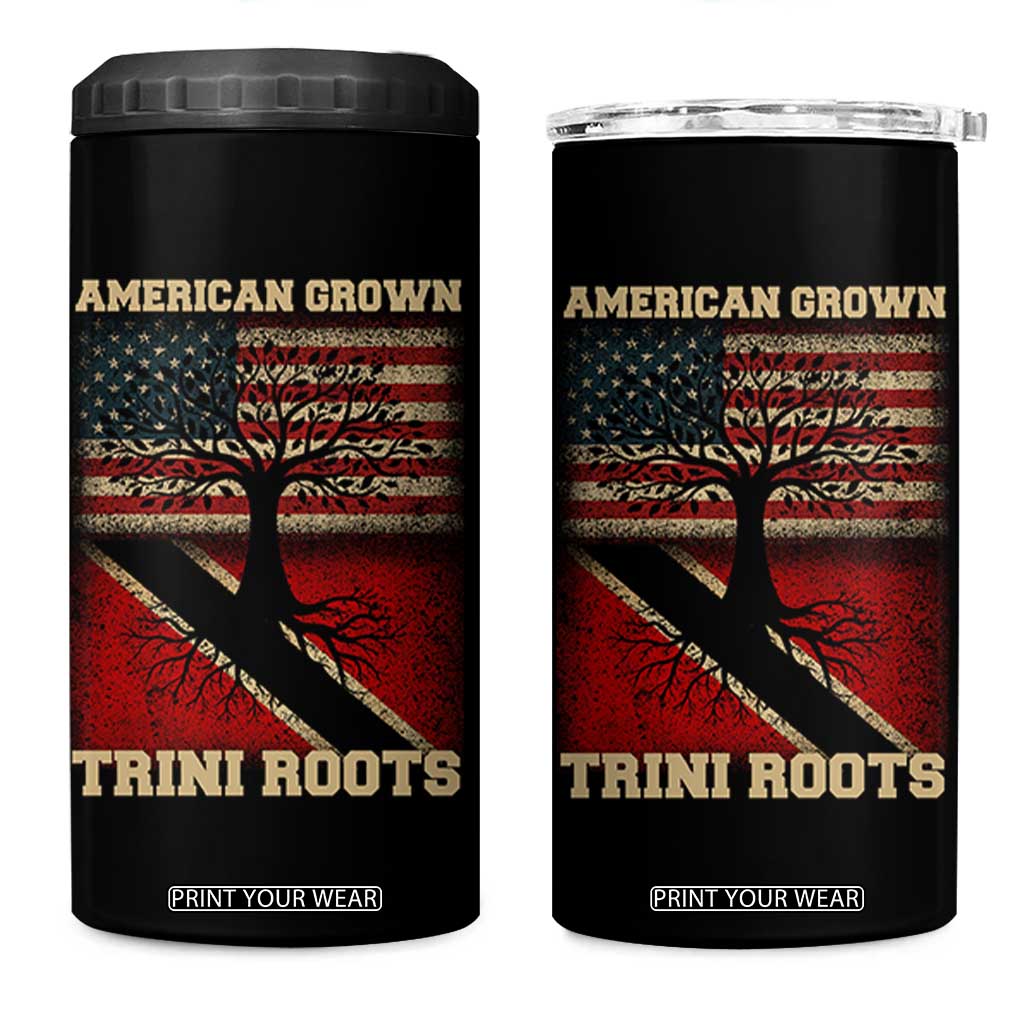 American Grown Trini Roots 4 in 1 Can Cooler Tumbler Trinidad and Tobago USA Flag Trinidadian Proud Us TS10 One Size: 16 oz Black Print Your Wear