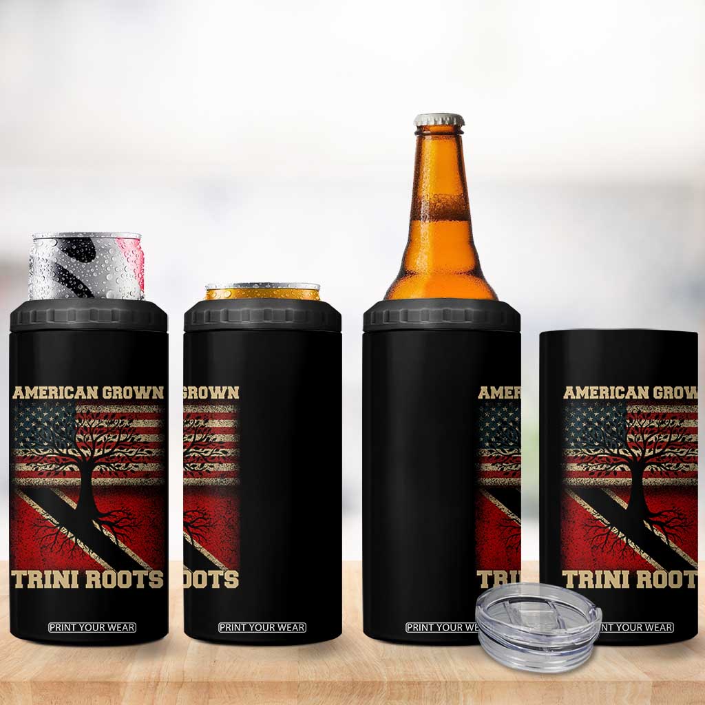 American Grown Trini Roots 4 in 1 Can Cooler Tumbler Trinidad and Tobago USA Flag Trinidadian Proud Us TS10 Print Your Wear