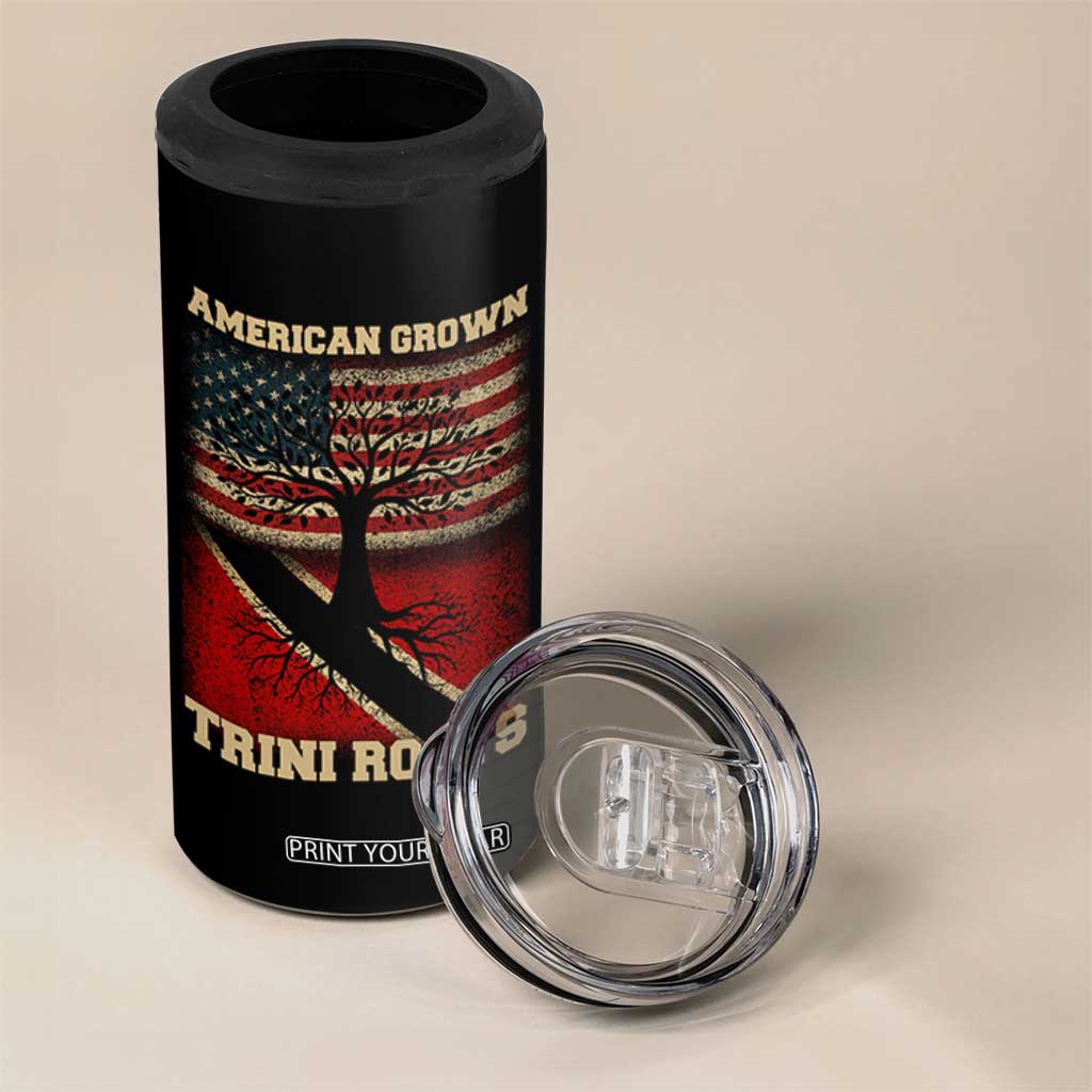 American Grown Trini Roots 4 in 1 Can Cooler Tumbler Trinidad and Tobago USA Flag Trinidadian Proud Us TS10 Print Your Wear