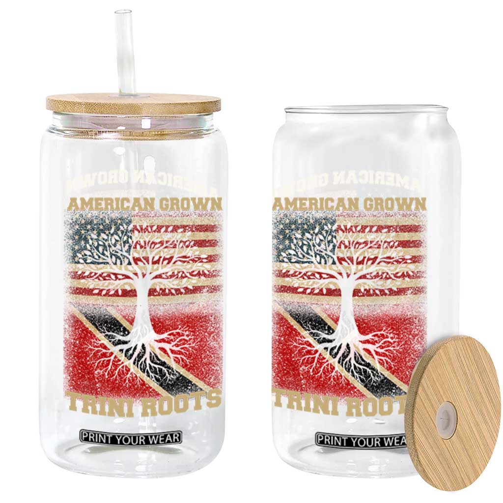 American Grown Trini Roots Glass Can Trinidad and Tobago USA Flag Trinidadian Proud Us TS10 Print Your Wear