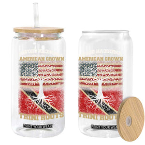 American Grown Trini Roots Glass Can Trinidad and Tobago USA Flag Trinidadian Proud Us TS10 Print Your Wear