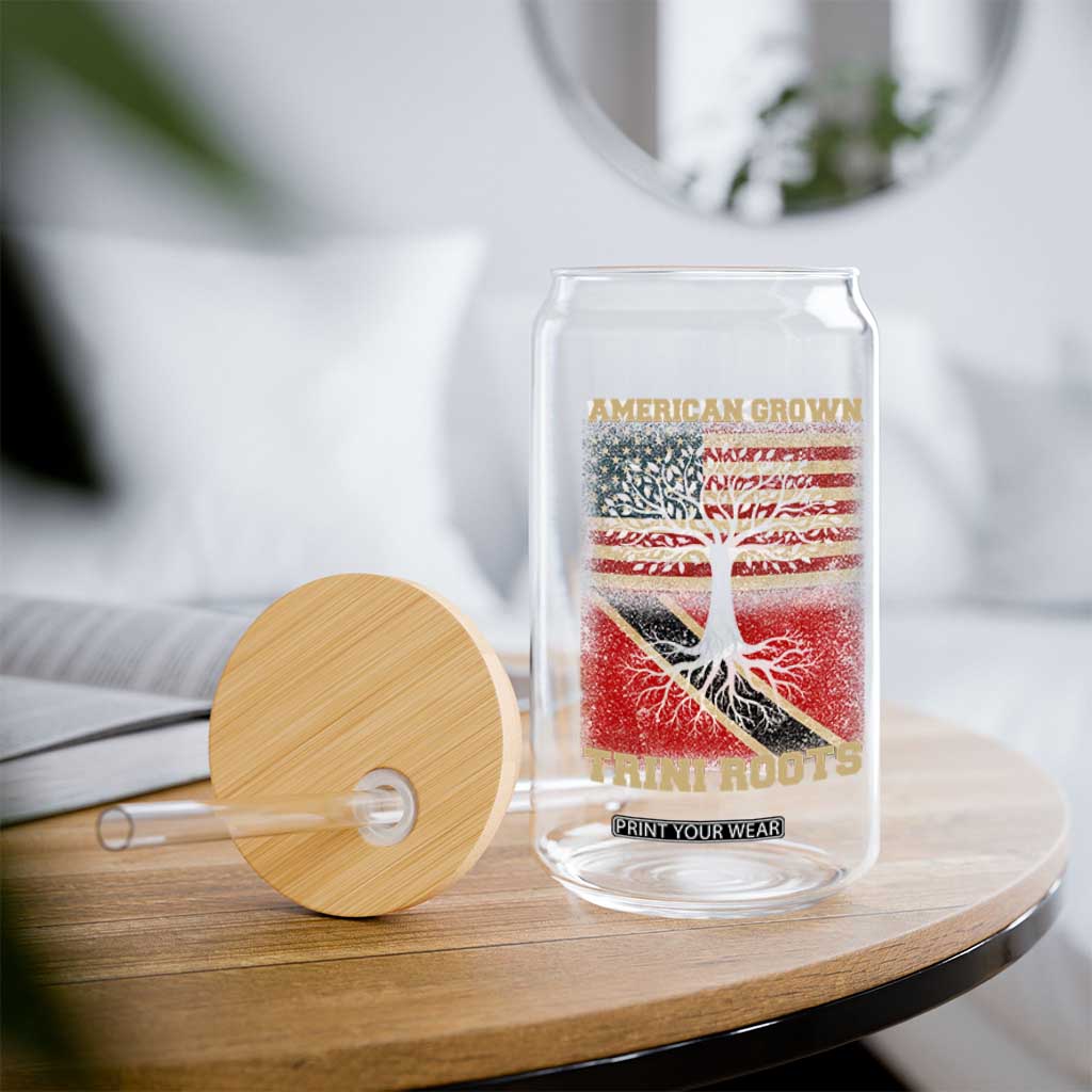 American Grown Trini Roots Glass Can Trinidad and Tobago USA Flag Trinidadian Proud Us TS10 Print Your Wear