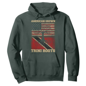 American Grown Trini Roots Hoodie Trinidad and Tobago USA Flag Trinidadian Proud Us TS10 Dark Forest Green Print Your Wear
