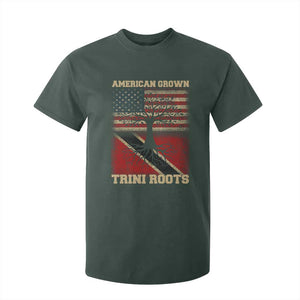 American Grown Trini Roots T Shirt For Kid Trinidad and Tobago USA Flag Trinidadian Proud Us TS10 Dark Forest Green Print Your Wear