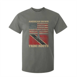 American Grown Trini Roots T Shirt For Kid Trinidad and Tobago USA Flag Trinidadian Proud Us TS10 Military Green Print Your Wear