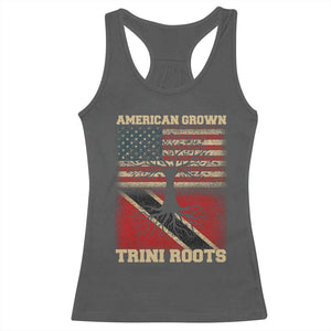 American Grown Trini Roots Racerback Tank Top Trinidad and Tobago USA Flag Trinidadian Proud Us TS10 Dark Heather Print Your Wear