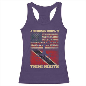 American Grown Trini Roots Racerback Tank Top Trinidad and Tobago USA Flag Trinidadian Proud Us TS10 Purple Print Your Wear