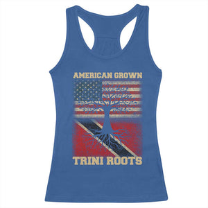 American Grown Trini Roots Racerback Tank Top Trinidad and Tobago USA Flag Trinidadian Proud Us TS10 Royal Blue Print Your Wear