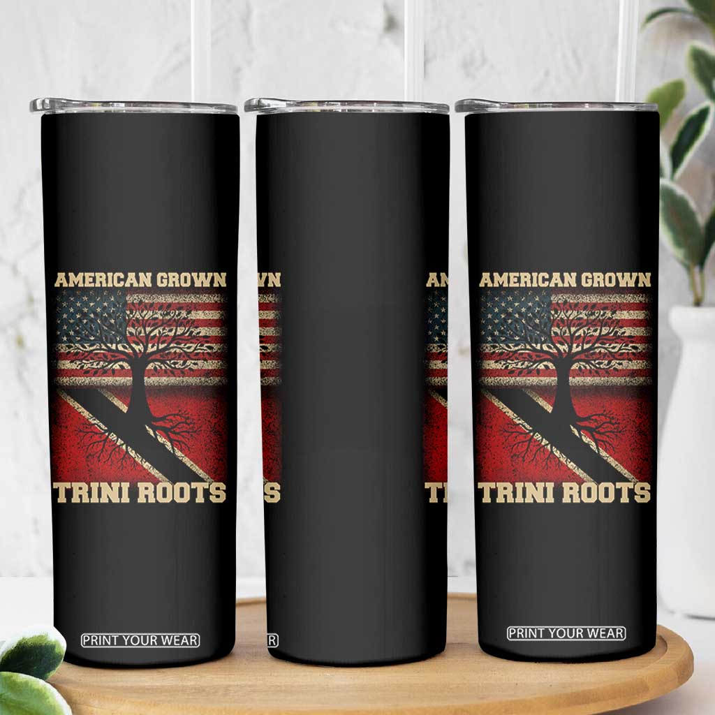 American Grown Trini Roots Skinny Tumbler Trinidad and Tobago USA Flag Trinidadian Proud Us TS10 Print Your Wear