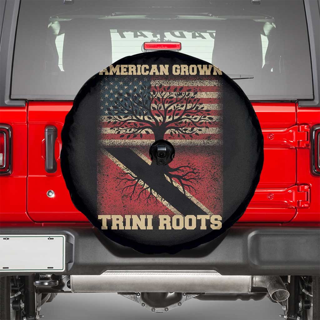 American Grown Trini Roots Spare Tire Cover Trinidad and Tobago USA Flag Trinidadian Proud Us TS10 Black Print Your Wear