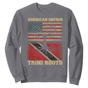 American Grown Trini Roots Sweatshirt Trinidad and Tobago USA Flag Trinidadian Proud Us TS10 Charcoal Print Your Wear