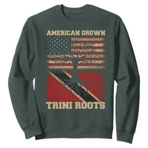 American Grown Trini Roots Sweatshirt Trinidad and Tobago USA Flag Trinidadian Proud Us TS10 Dark Forest Green Print Your Wear
