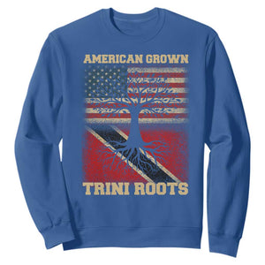 American Grown Trini Roots Sweatshirt Trinidad and Tobago USA Flag Trinidadian Proud Us TS10 Royal Blue Print Your Wear