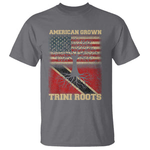 American Grown Trini Roots T Shirt Trinidad and Tobago USA Flag Trinidadian Proud Us TS10 Charcoal Print Your Wear