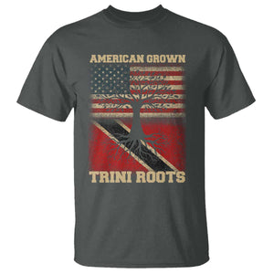 American Grown Trini Roots T Shirt Trinidad and Tobago USA Flag Trinidadian Proud Us TS10 Dark Heather Print Your Wear