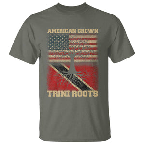 American Grown Trini Roots T Shirt Trinidad and Tobago USA Flag Trinidadian Proud Us TS10 Military Green Print Your Wear