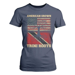 American Grown Trini Roots T Shirt For Women Trinidad and Tobago USA Flag Trinidadian Proud Us TS10 Navy Print Your Wear