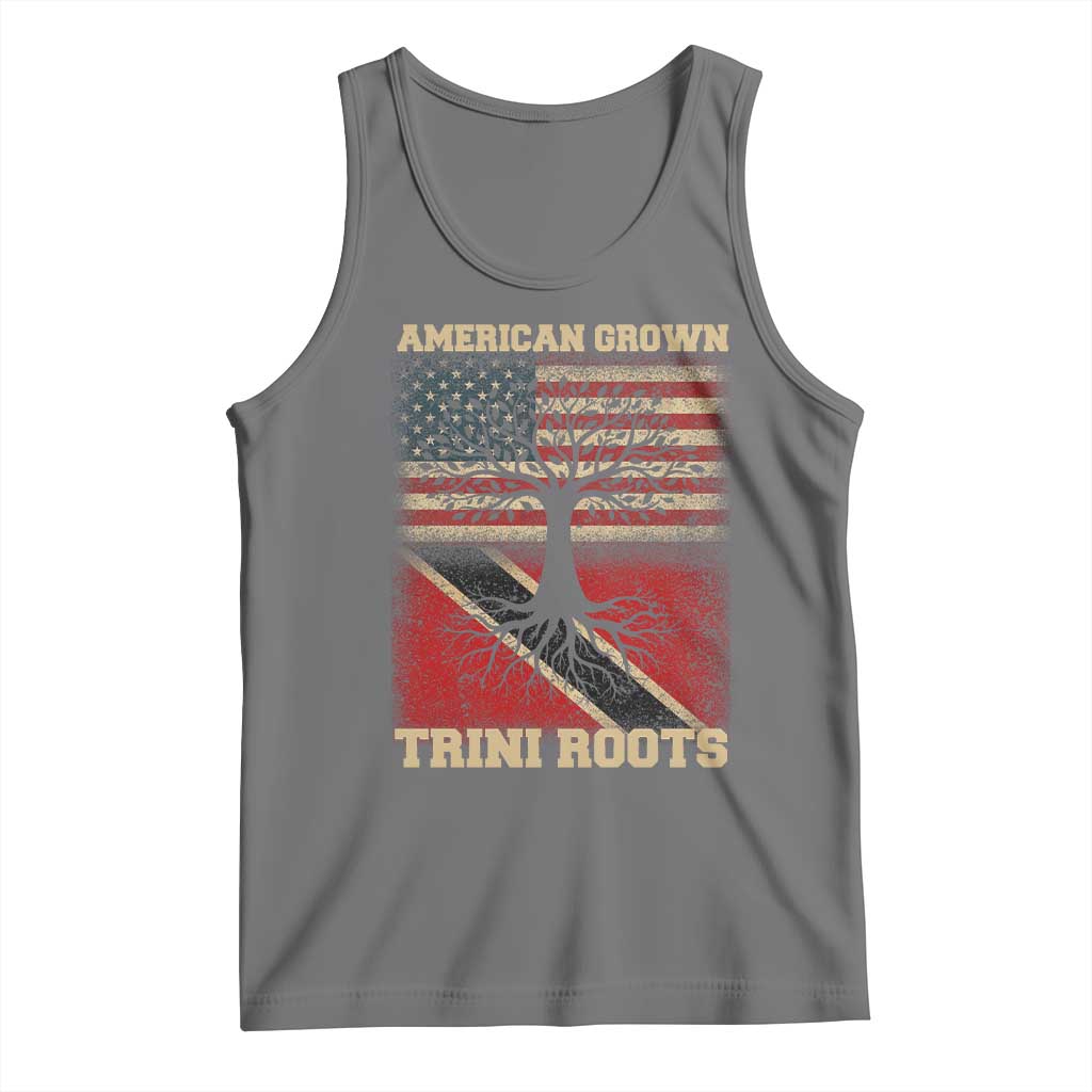 American Grown Trini Roots Tank Top Trinidad and Tobago USA Flag Trinidadian Proud Us TS10 Black Heather Print Your Wear