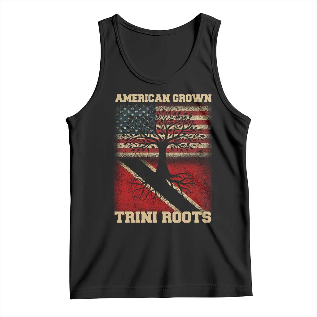 American Grown Trini Roots Tank Top Trinidad and Tobago USA Flag Trinidadian Proud Us TS10 Black Print Your Wear